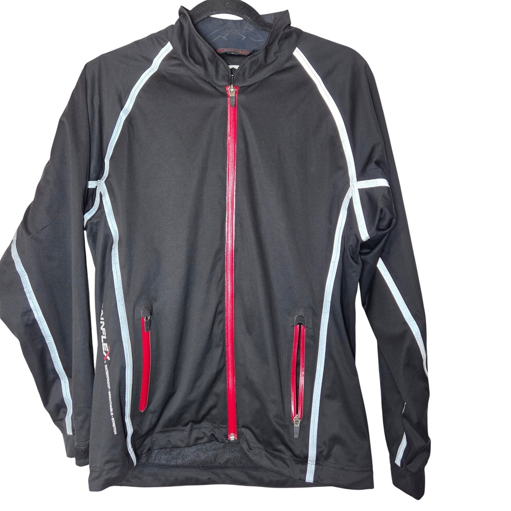 Sun Mountain RainFlex Black & Red Rain Jacket Golf Jacket Waterproof Womens M‎